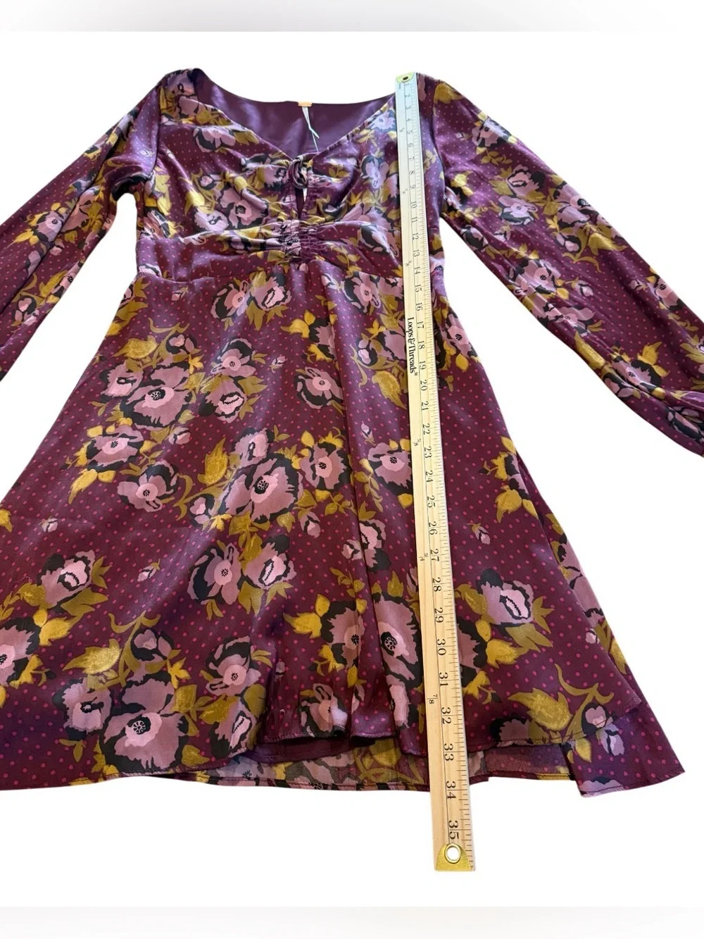 Free People Morning Light Mini Dress Size 8 Purple Floral NWT Flaw